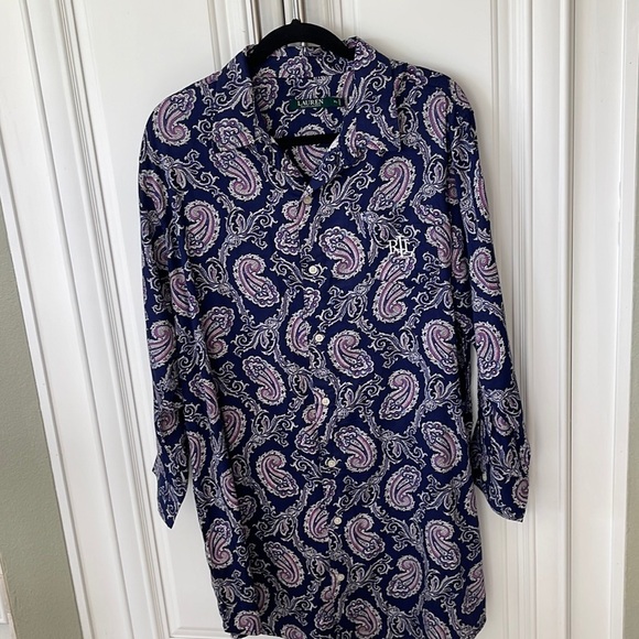 Ralph Lauren Tops - Lauren Ralph Lauren Paisley Long Shirt Dress Size XL